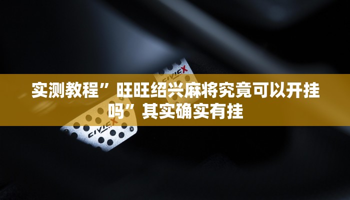 实测教程”旺旺绍兴麻将究竟可以开挂吗”其实确实有挂