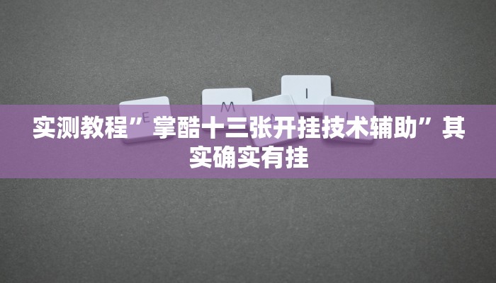 实测教程”掌酷十三张开挂技术辅助”其实确实有挂