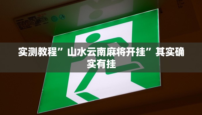 实测教程”山水云南麻将开挂”其实确实有挂
