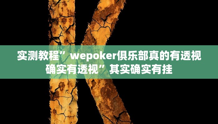 实测教程”wepoker俱乐部真的有透视确实有透视”其实确实有挂