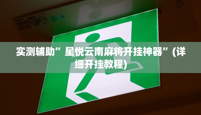 实测辅助”星悦云南麻将开挂神器”(详细开挂教程)