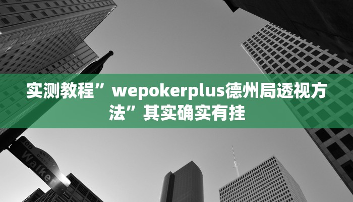 实测教程”wepokerplus德州局透视方法”其实确实有挂