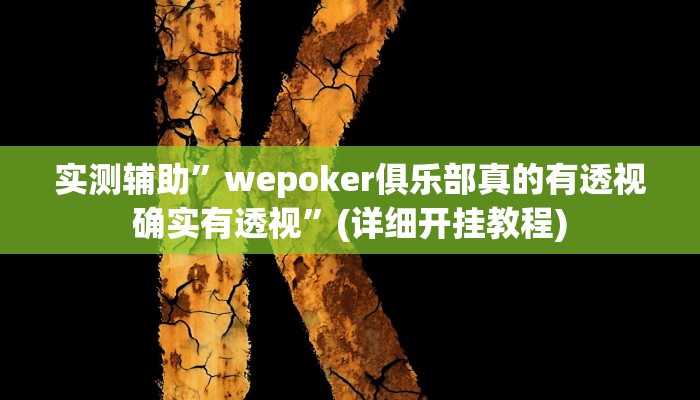 实测辅助”wepoker俱乐部真的有透视确实有透视”(详细开挂教程)