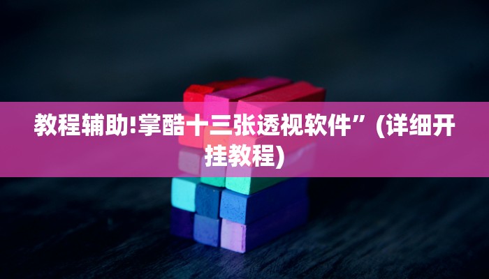 教程辅助!掌酷十三张透视软件”(详细开挂教程)