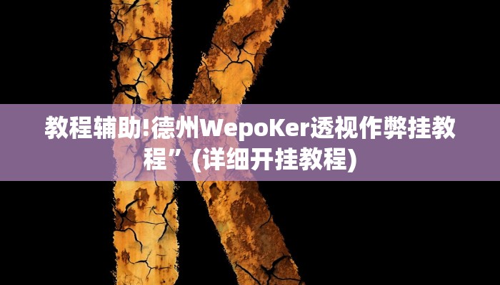 教程辅助!德州WepoKer透视作弊挂教程”(详细开挂教程)