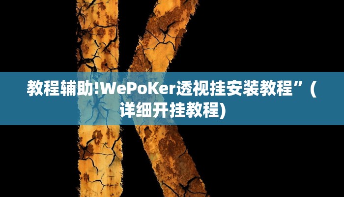 教程辅助!WePoKer透视挂安装教程”(详细开挂教程)