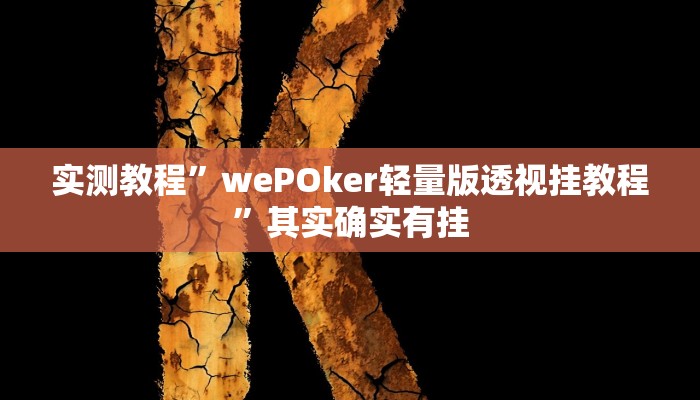 实测教程”wePOker轻量版透视挂教程”其实确实有挂