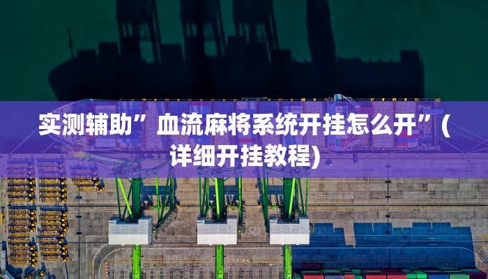 实测辅助”血流麻将系统开挂怎么开”(详细开挂教程)