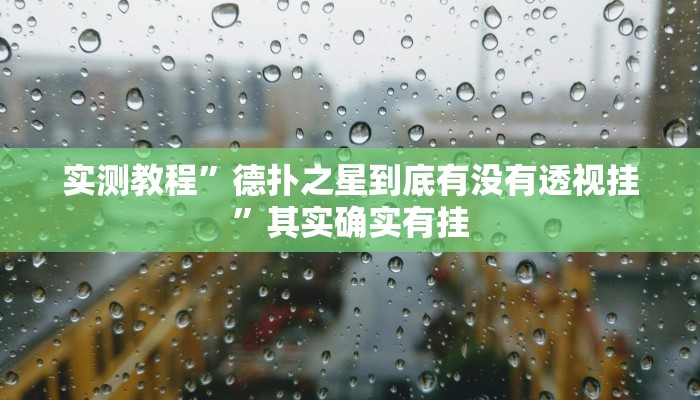 实测教程”德扑之星到底有没有透视挂”其实确实有挂