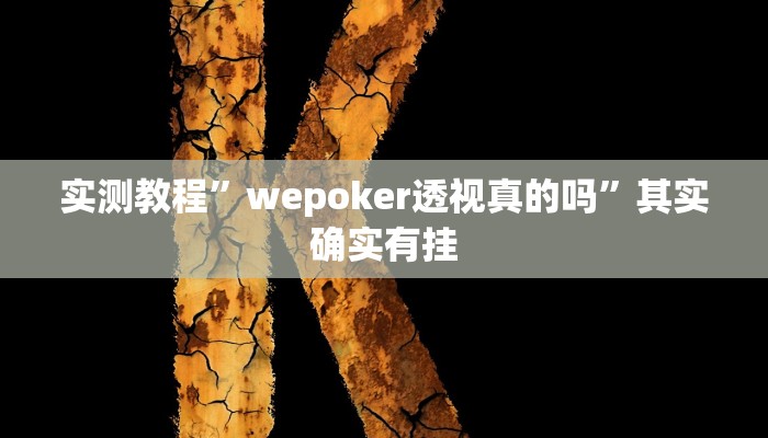 实测教程”wepoker透视真的吗”其实确实有挂