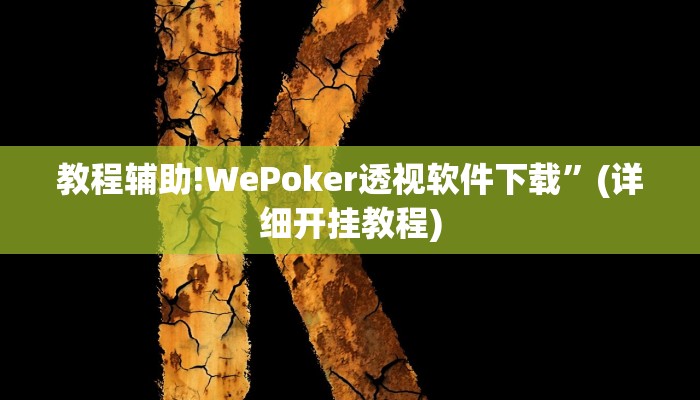 教程辅助!WePoker透视软件下载”(详细开挂教程)