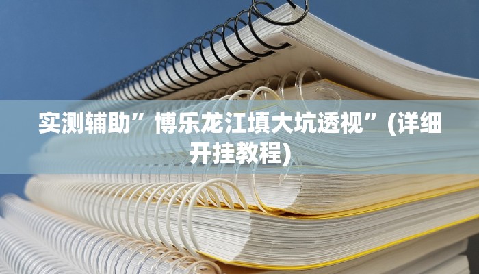 实测辅助”博乐龙江填大坑透视”(详细开挂教程)