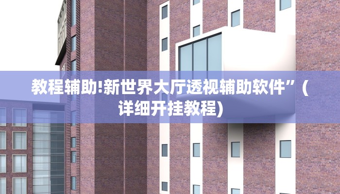 教程辅助!新世界大厅透视辅助软件”(详细开挂教程)