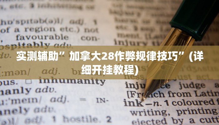 实测辅助”加拿大28作弊规律技巧”(详细开挂教程)