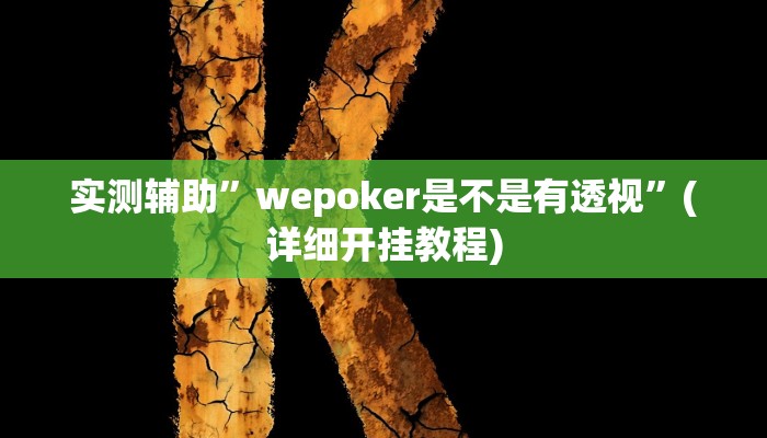 实测辅助”wepoker是不是有透视”(详细开挂教程)