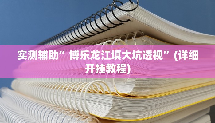实测辅助”博乐龙江填大坑透视”(详细开挂教程)