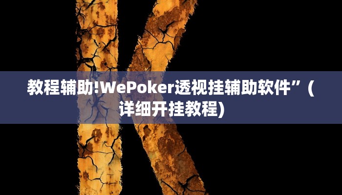 教程辅助!WePoker透视挂辅助软件”(详细开挂教程)
