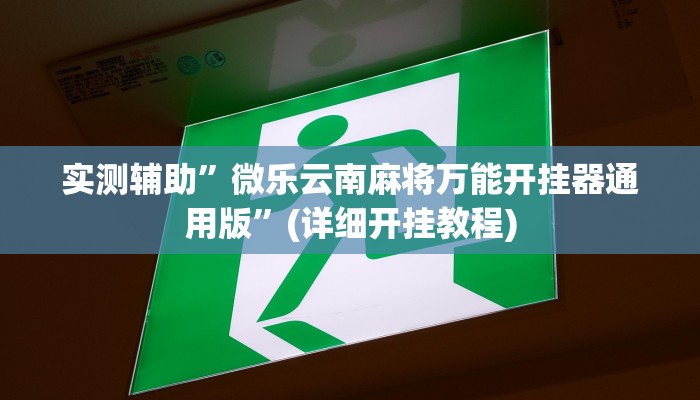 实测辅助”微乐云南麻将万能开挂器通用版”(详细开挂教程)