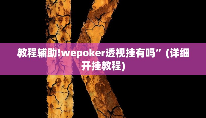 教程辅助!wepoker透视挂有吗”(详细开挂教程)