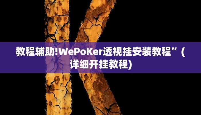 教程辅助!WePoKer透视挂安装教程”(详细开挂教程)