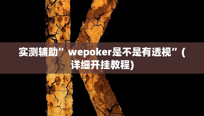 实测辅助”wepoker是不是有透视”(详细开挂教程)