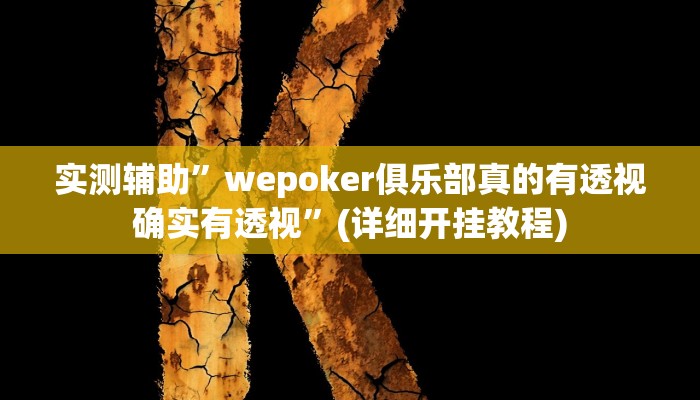 实测辅助”wepoker俱乐部真的有透视确实有透视”(详细开挂教程)